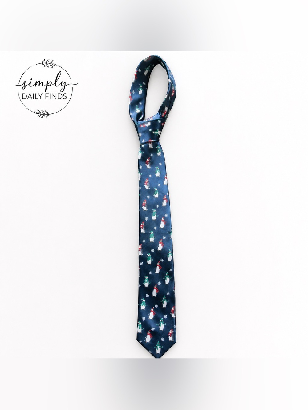 Hallmark Holiday Traditions Men’s Penguin Christmas Tie Navy Novelty Necktie